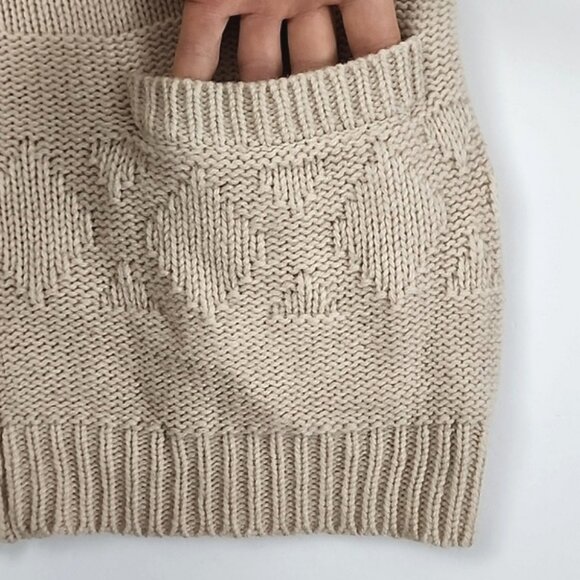 TNA Women's Knit Cream Taupe Lambs Wool Cowichan Zip Up Cardigan Pockets Size S - Picture 6 of 15